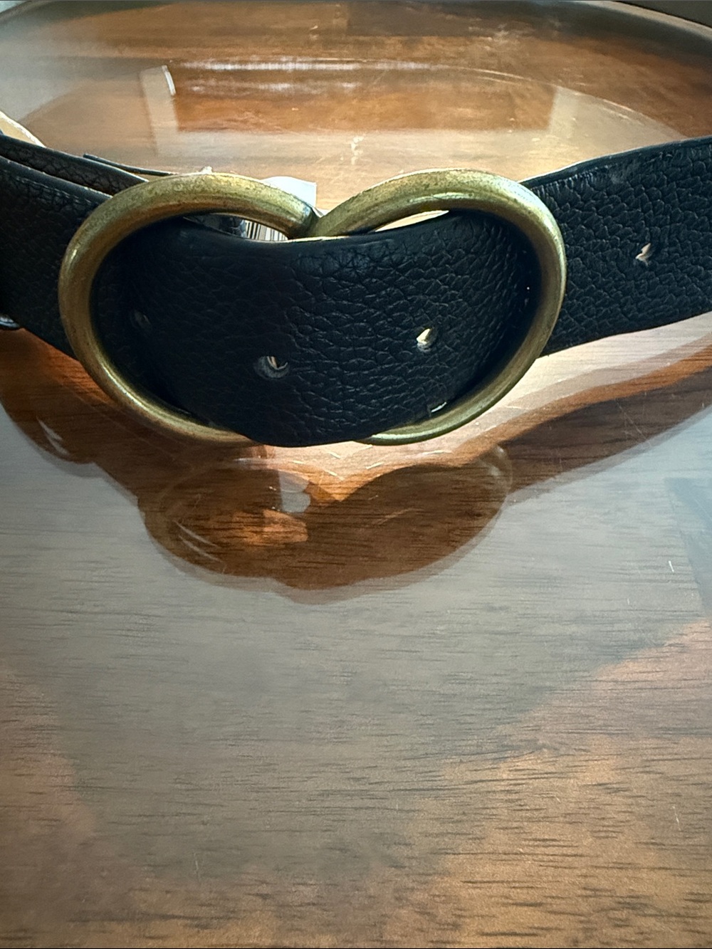 Black Leather Heart Buckle Belt - Classic Women's Accessory